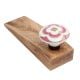 2 Pieces Pink Ceramic Floral Wooden Door Stopper
